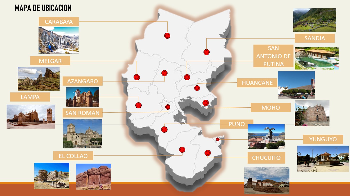 Mapa de las 13 provincias de la región Puno