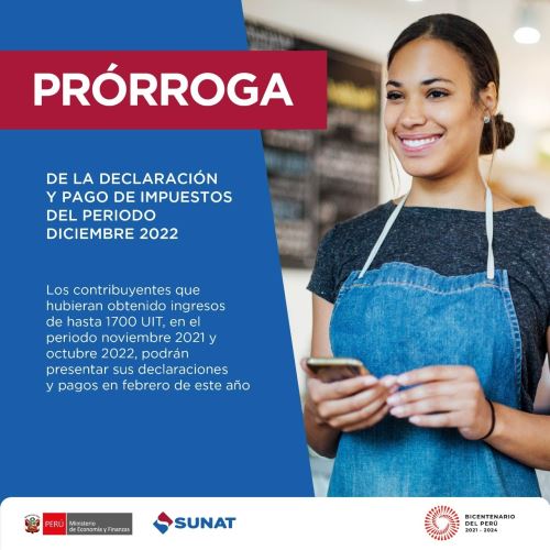 SUNAT AMPLIÓ HASTA FEBRERO DECLARACIÓN Y PAGO DE IMPUESTOS DE DICIEMBRE
