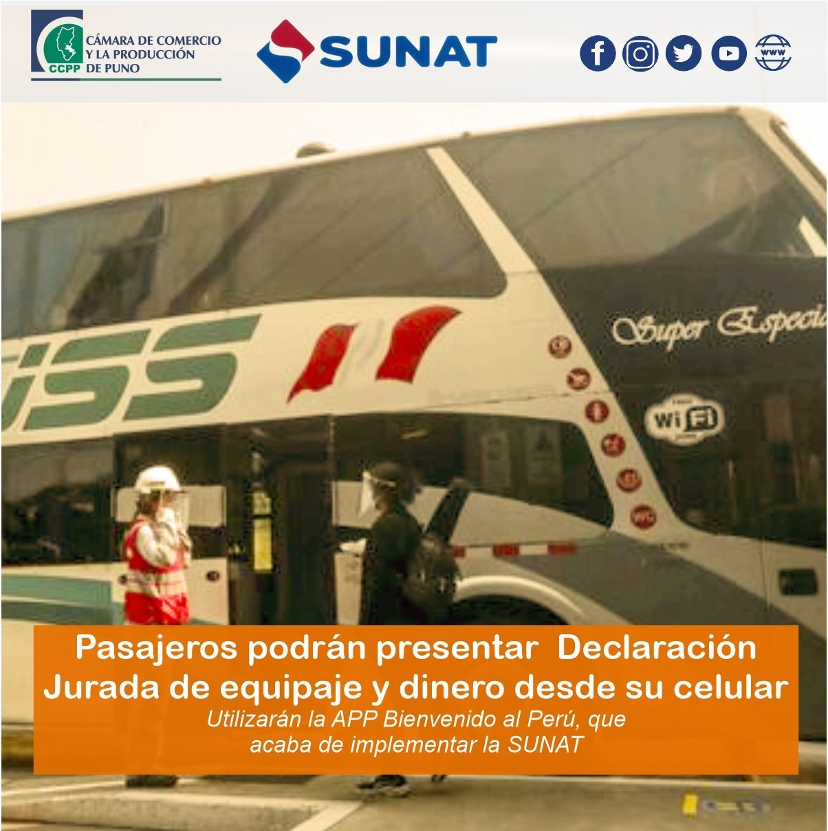 PASAJEROS PODRÁN PRESENTAR DECLARACIÓN JURADA DE EQUIPAJE Y  DINERO DESDE SU CELULAR