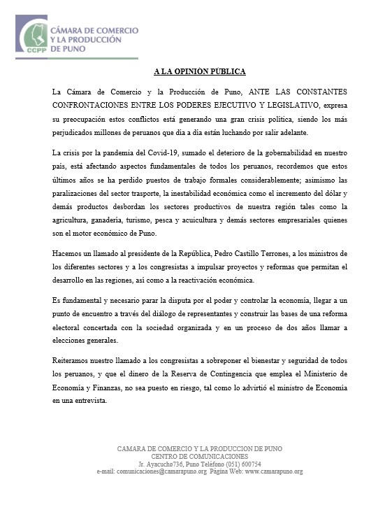 PRONUNCIAMIENTO: ANTE LAS CONSTANTES CONFRONTACIONES ENTRE LOS PODERES EJECUTIVO Y LEGISLATIVO