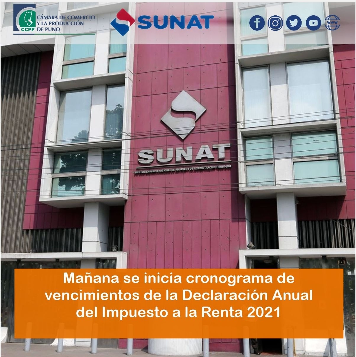 MAÑANA SE INICIA CRONOGRAMA DE  VENCIMIENTOS DE LA DECLARACIÓN ANUAL DEL IMPUESTO A LA RENTA 2021