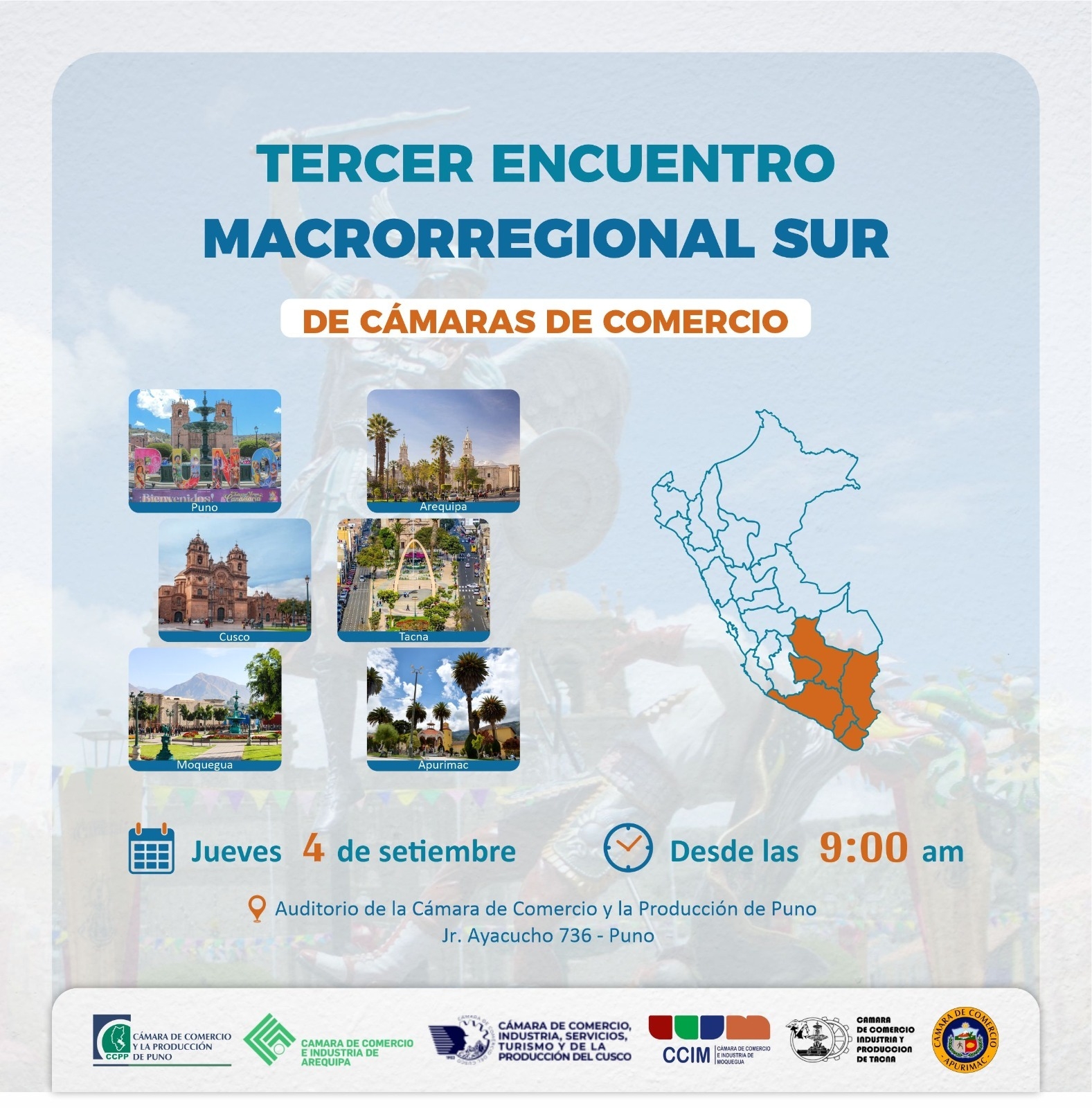 PUNO SERÁ SEDE DEL III ENCUENTRO DE CÁMARAS DE COMERCIO DE LA MACRORREGIÓN SUR
